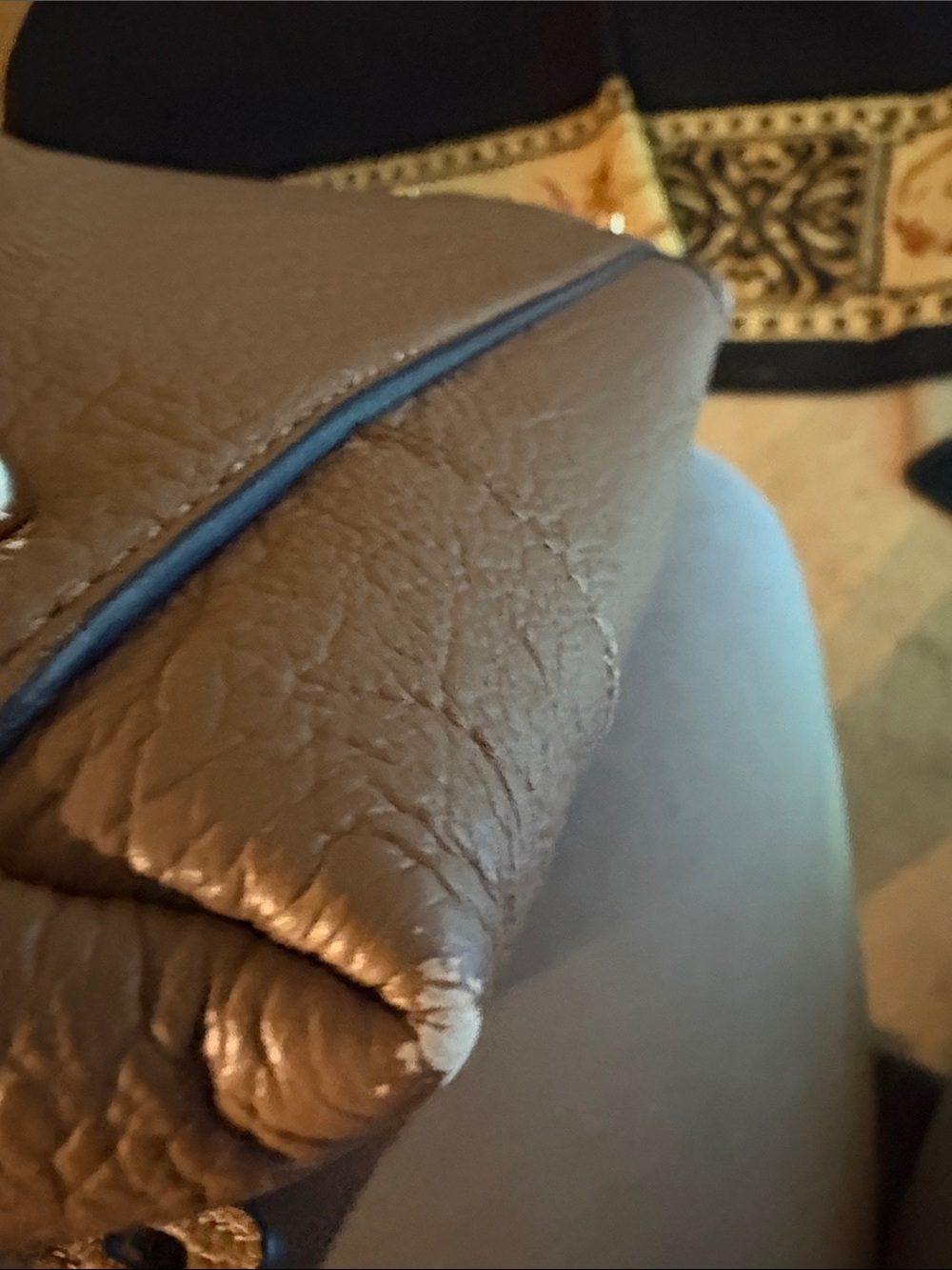 Furla Taupe Leather Satchel with Gold-Tone Charm - Picture 5 of 13